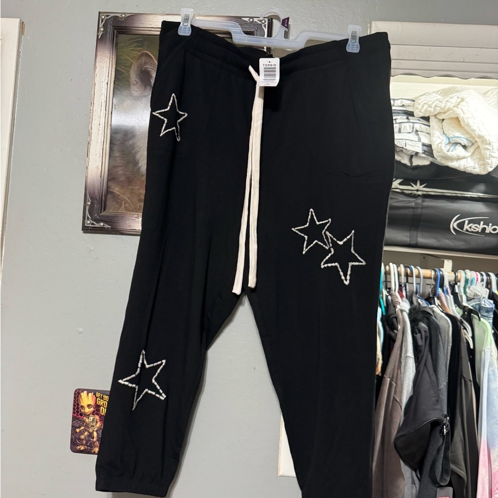Torrid Black Sleep Shorts with Cream Drawstring